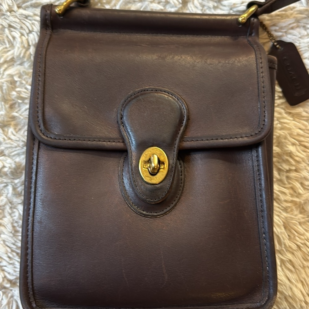 👜Vintage Coach 9930 Murphy Willis Crossbody Bag Leather Dark Brown - Picture 9 of 16